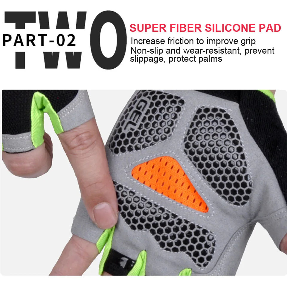 ShockGuard Fingerless Bike Gloves – Anti-Sweat & Non-Slip for Sports & Cycling