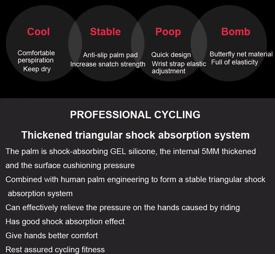 ShockGuard Fingerless Bike Gloves – Anti-Sweat & Non-Slip for Sports & Cycling