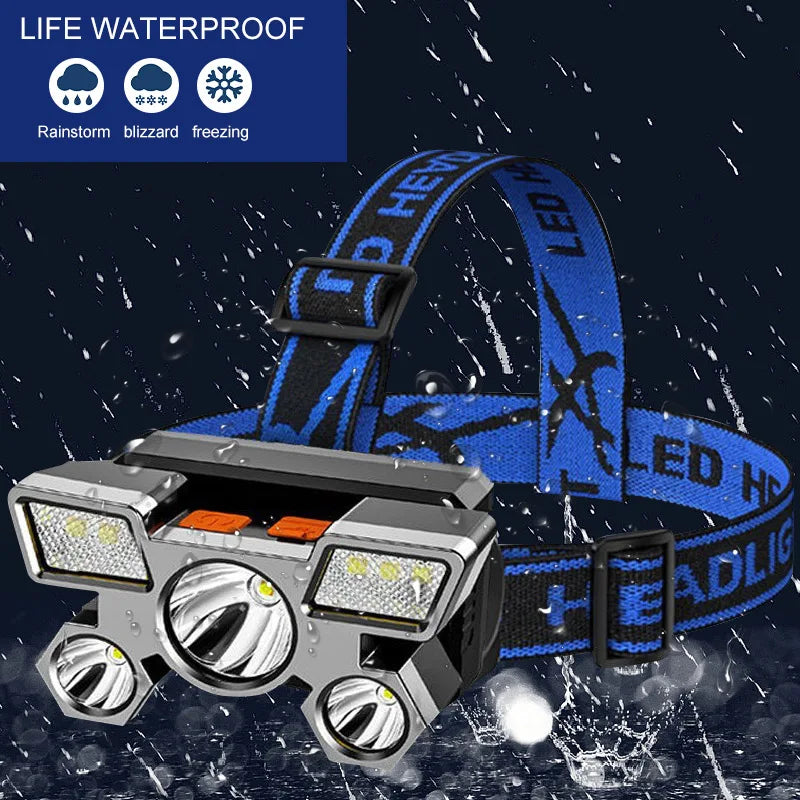 White-Post 5LED Rechargeable Headlamp