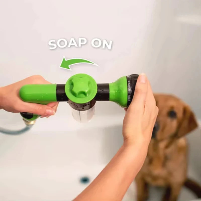 High-Pressure Dog Shower Sprayer with Soap Dispenser & 3 Modes