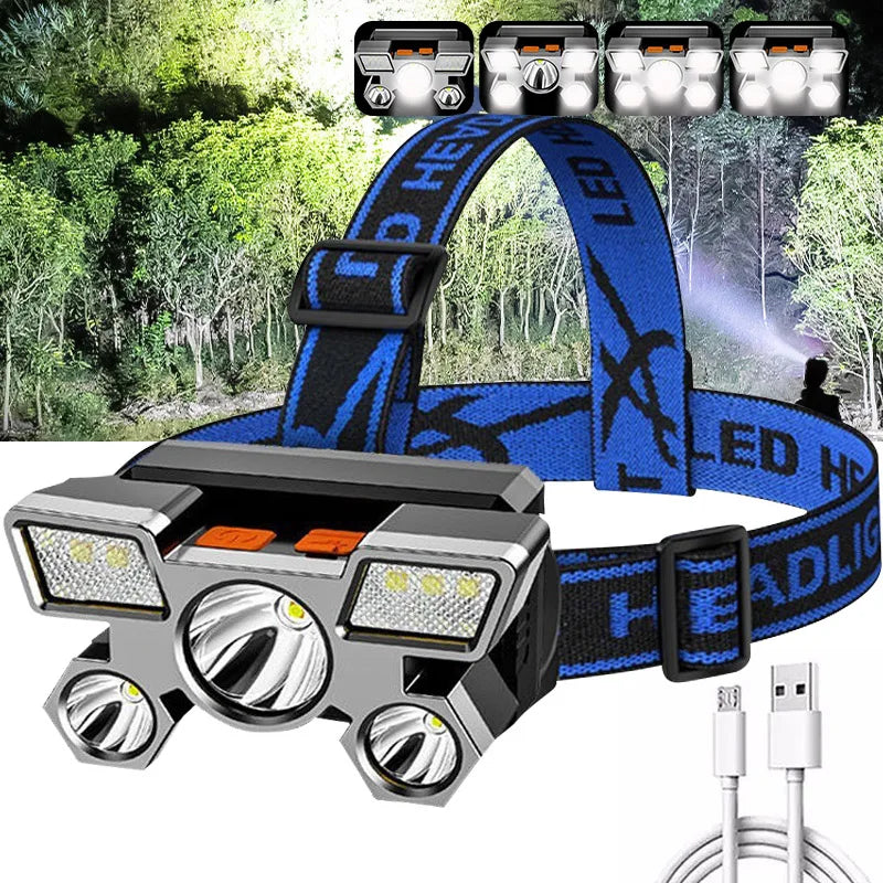 White-Post 5LED Rechargeable Headlamp
