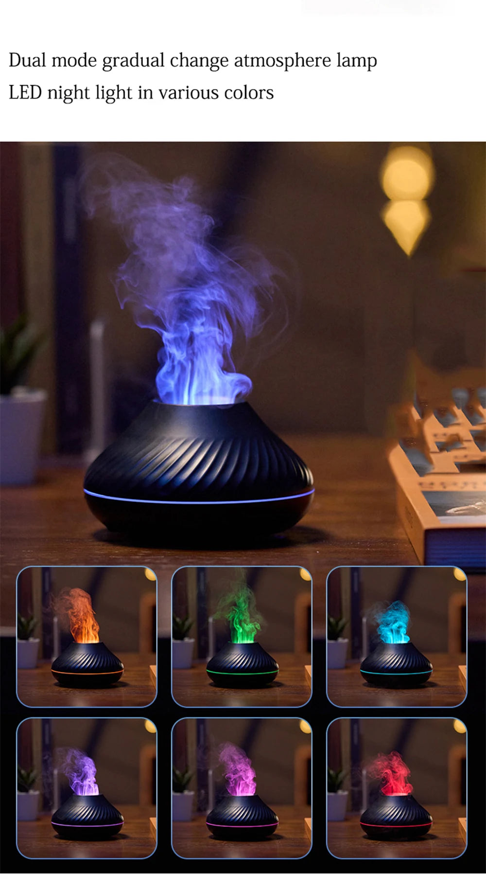 Volcanic Flame Aroma Diffuser – LED Essential Oil Humidifier