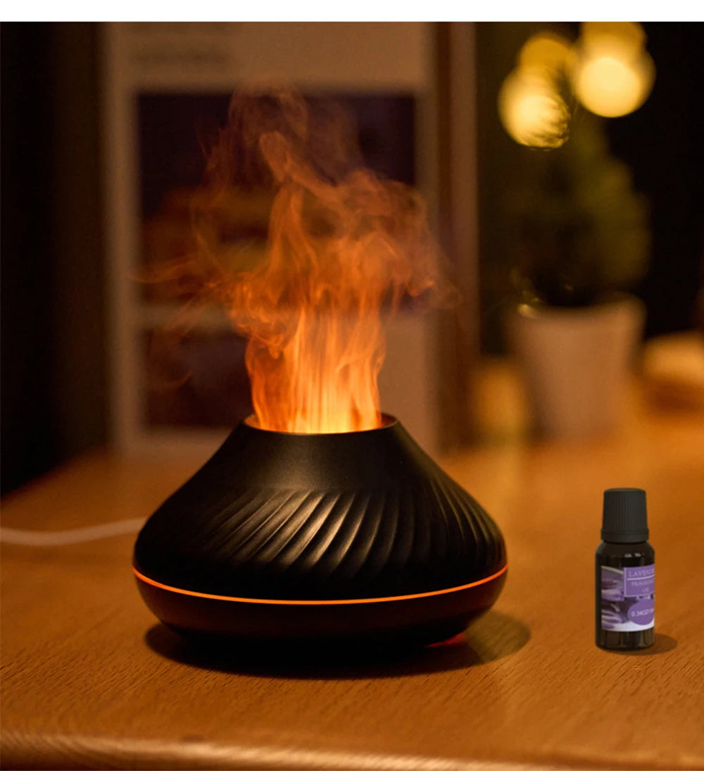 Volcanic Flame Aroma Diffuser – LED Essential Oil Humidifier