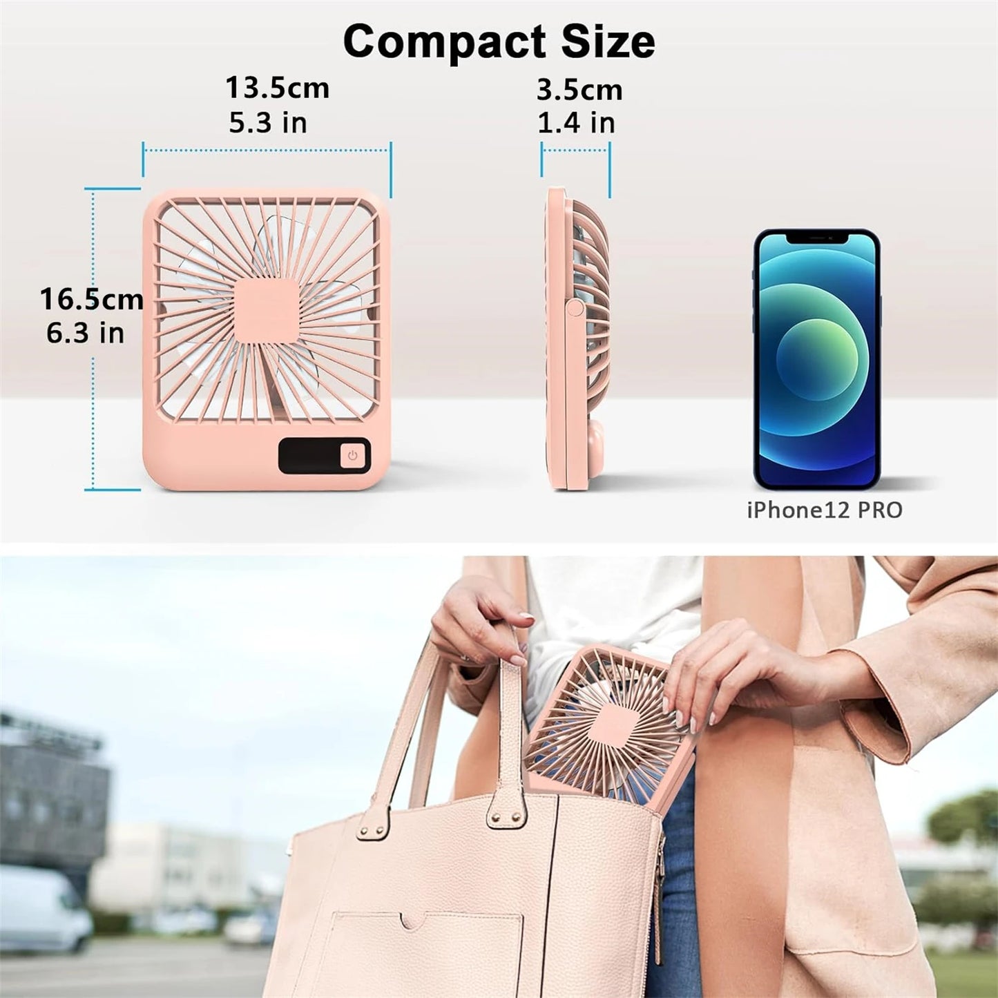 180° Folding USB Fan – Personal Desk Fan with Battery Display & 5 Speed Modes