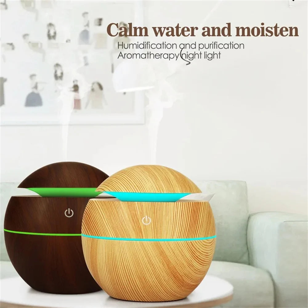 Electric Essential Oil Diffuser – Wooden Ultrasonic Air Humidifier for Home
