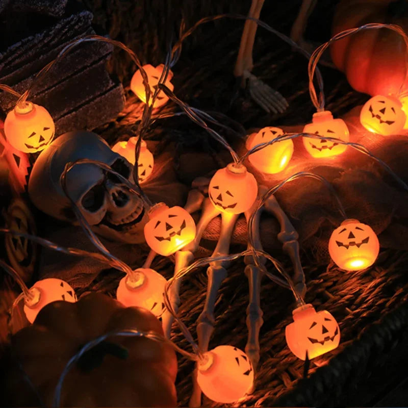 LED Halloween Decoration String – Pumpkin, Skull & Eyeball Lights for Horror Night
