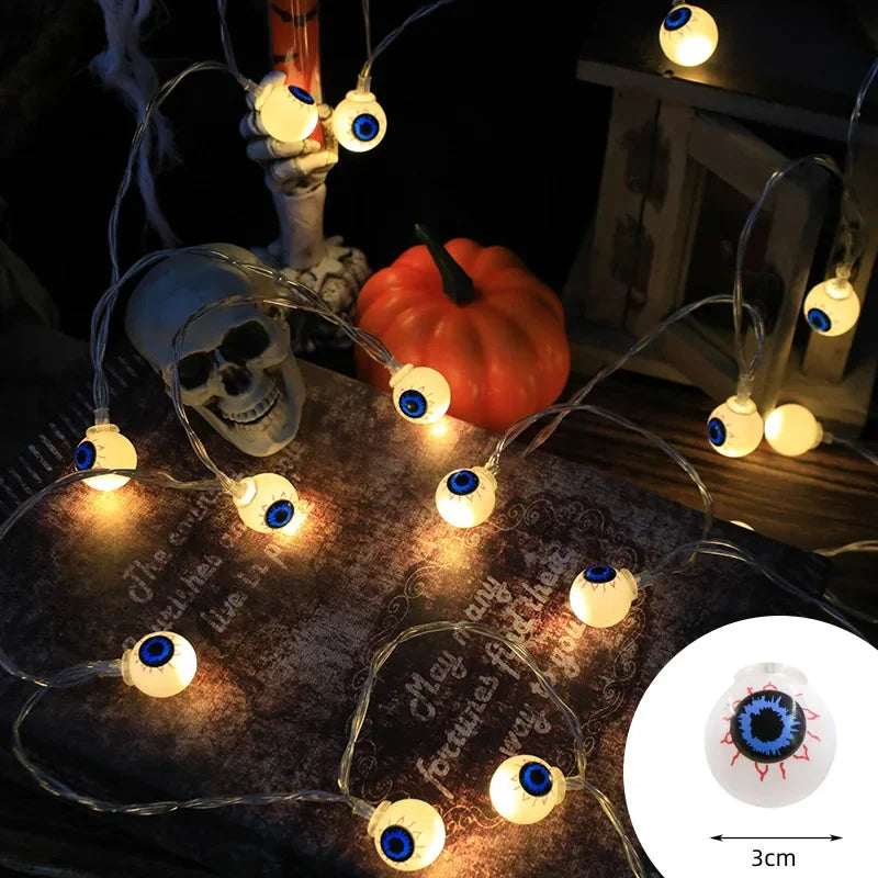 LED Halloween Decoration String – Pumpkin, Skull & Eyeball Lights for Horror Night