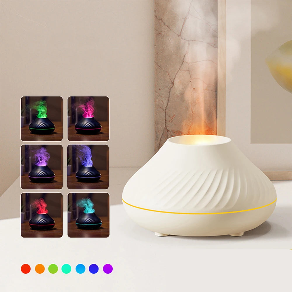 Volcanic Flame Aroma Diffuser – LED Essential Oil Humidifier