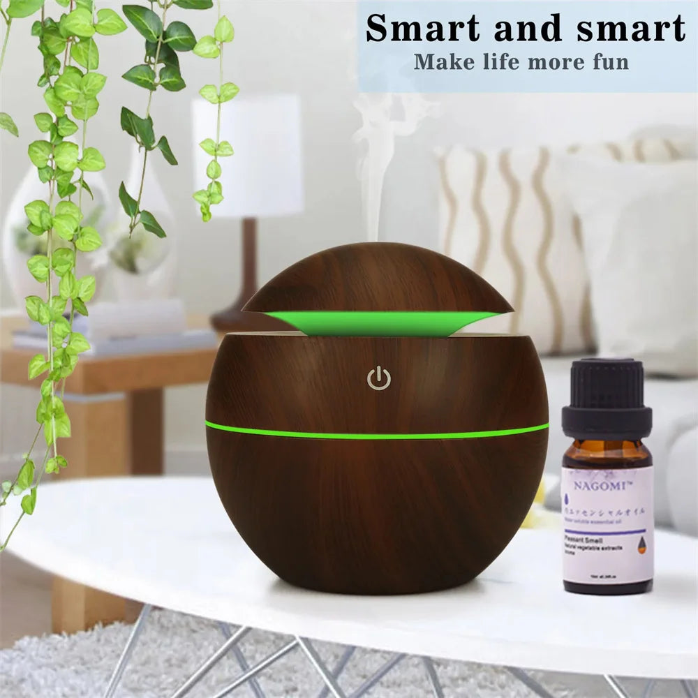 Electric Essential Oil Diffuser – Wooden Ultrasonic Air Humidifier for Home