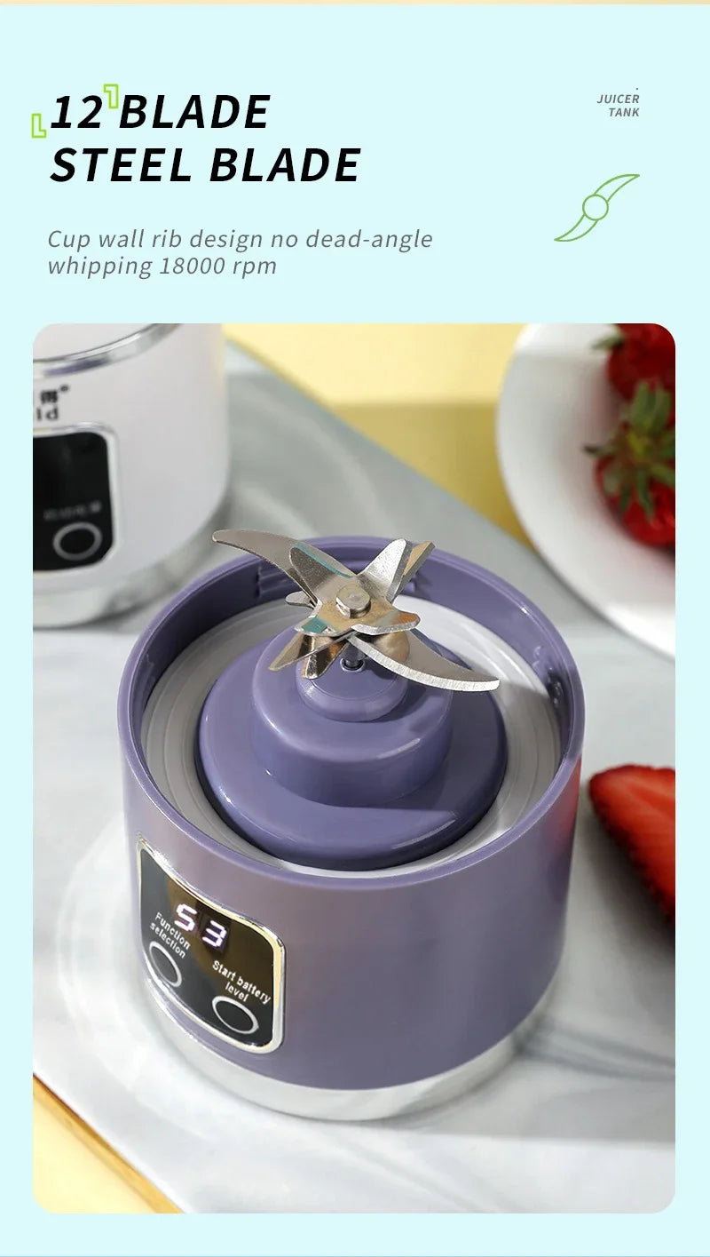 Portable Juice Blender – 450ML Large Capacity, Strong Motor, Crushed Ice & Charging