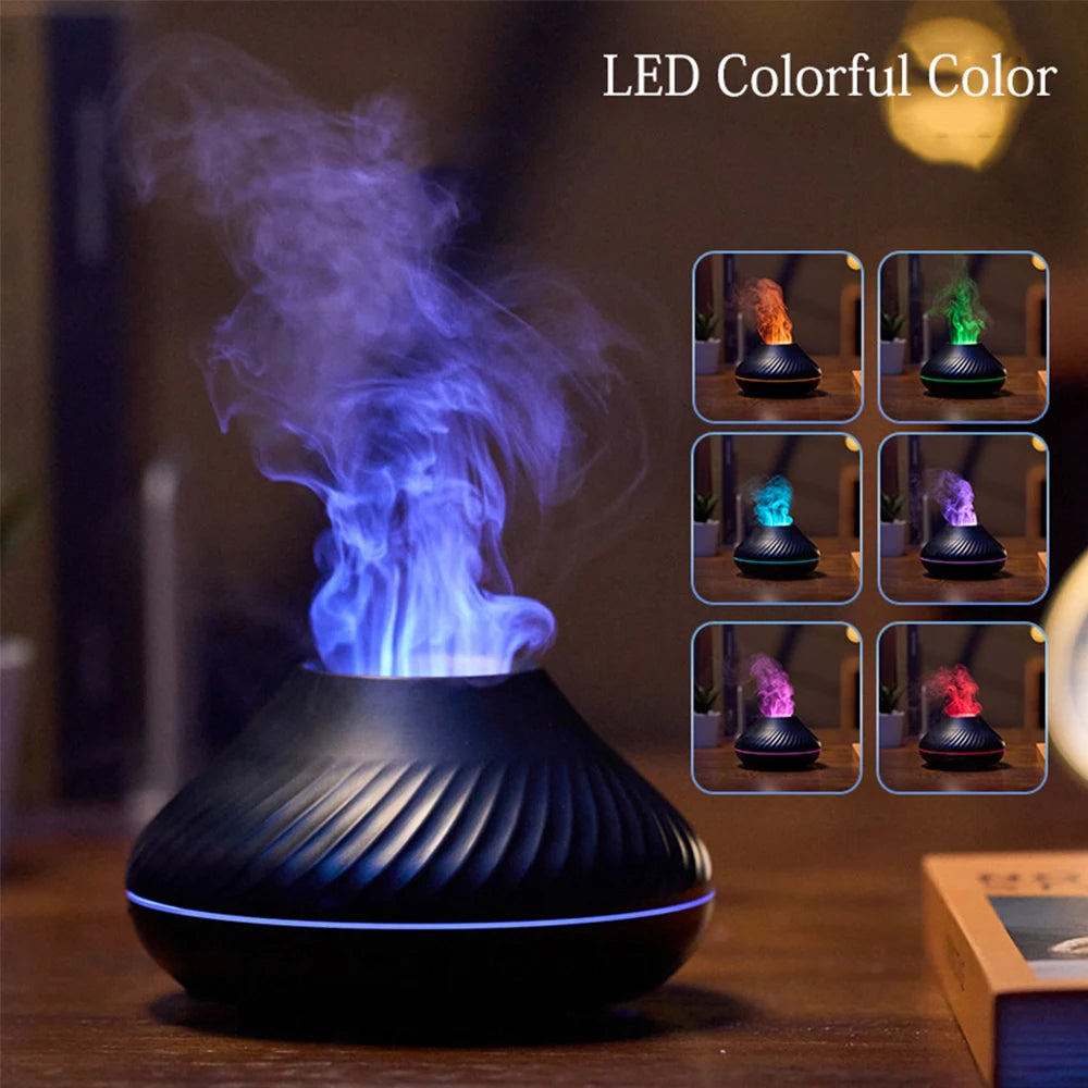 Volcanic Flame Aroma Diffuser – LED Essential Oil Humidifier