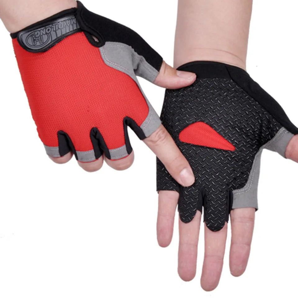 ShockGuard Fingerless Bike Gloves – Anti-Sweat & Non-Slip for Sports & Cycling