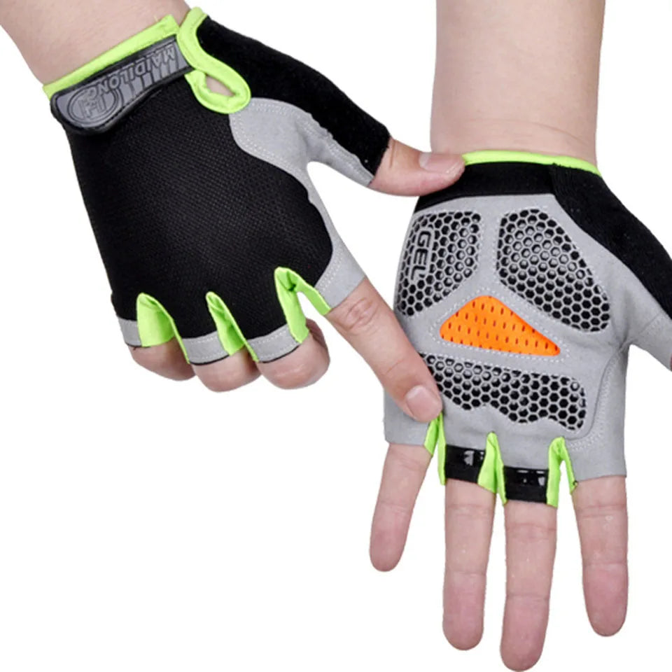 ShockGuard Fingerless Bike Gloves – Anti-Sweat & Non-Slip for Sports & Cycling