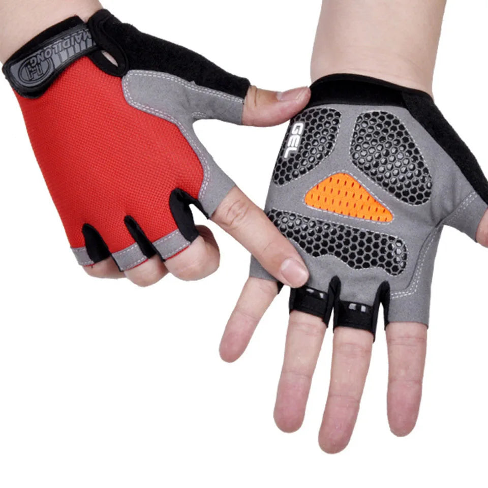 ShockGuard Fingerless Bike Gloves – Anti-Sweat & Non-Slip for Sports & Cycling