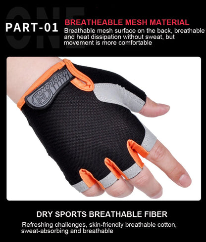 ShockGuard Fingerless Bike Gloves – Anti-Sweat & Non-Slip for Sports & Cycling