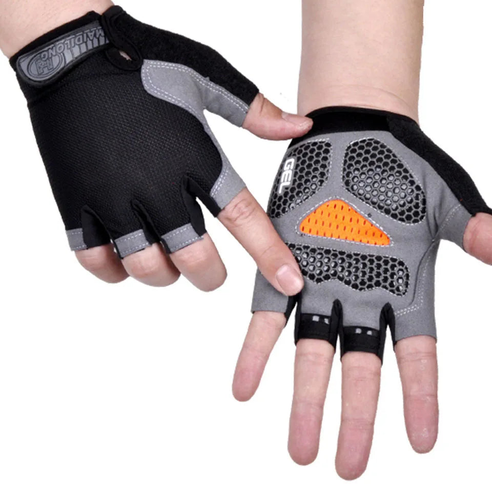 ShockGuard Fingerless Bike Gloves – Anti-Sweat & Non-Slip for Sports & Cycling