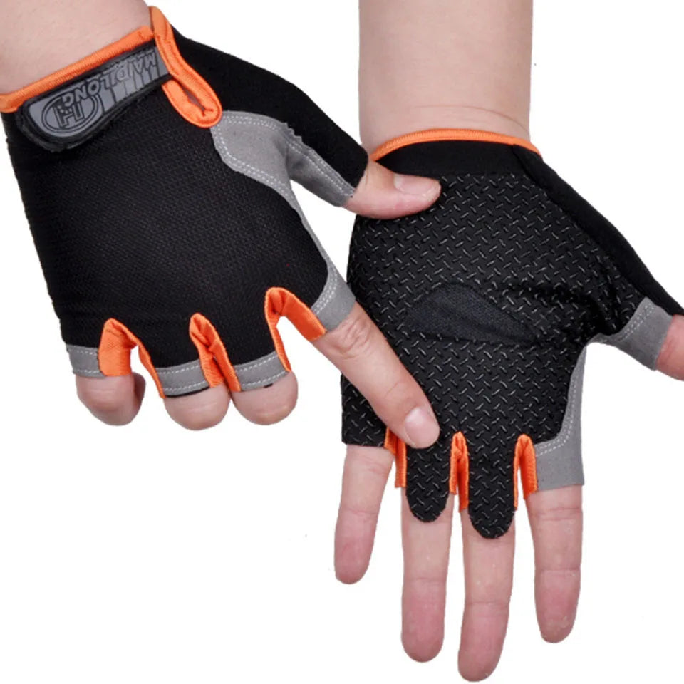 ShockGuard Fingerless Bike Gloves – Anti-Sweat & Non-Slip for Sports & Cycling
