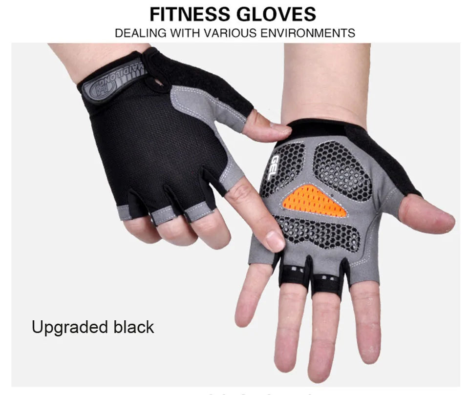 ShockGuard Fingerless Bike Gloves – Anti-Sweat & Non-Slip for Sports & Cycling