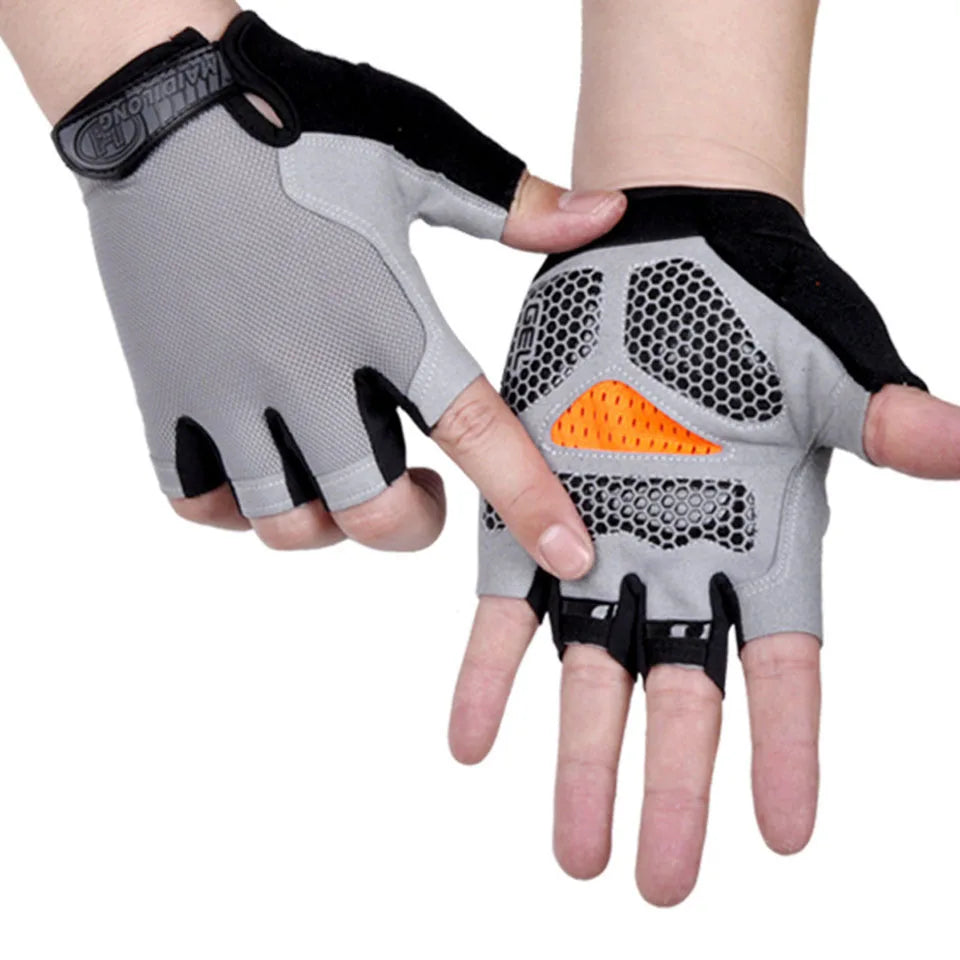 ShockGuard Fingerless Bike Gloves – Anti-Sweat & Non-Slip for Sports & Cycling