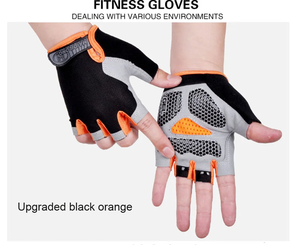 ShockGuard Fingerless Bike Gloves – Anti-Sweat & Non-Slip for Sports & Cycling