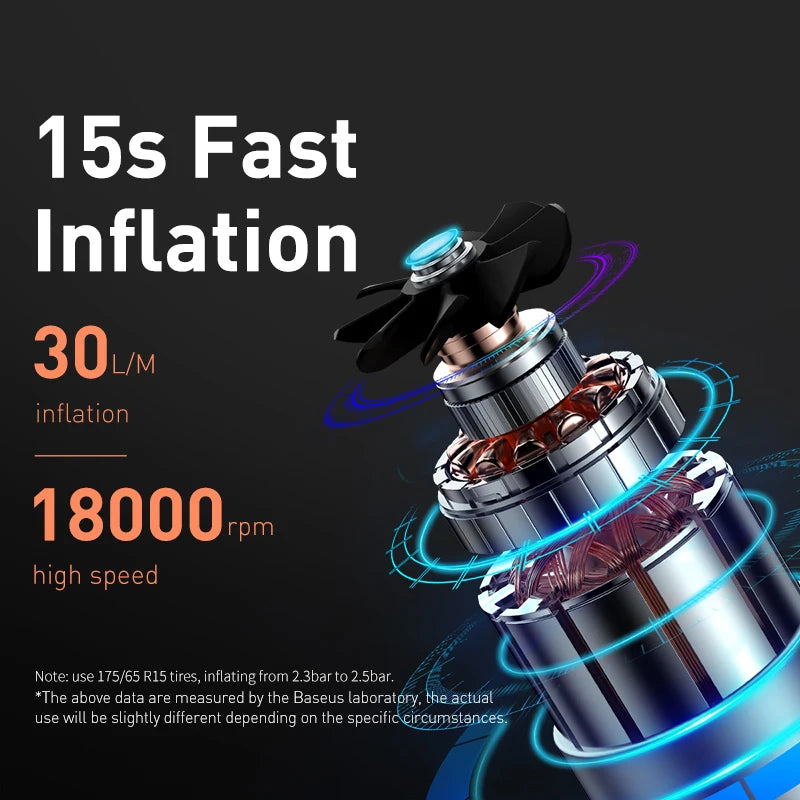 Baseus 12V Portable Air Compressor – Digital Tire Inflator Pump for Car, Motorcycle, Bicycle & Boat