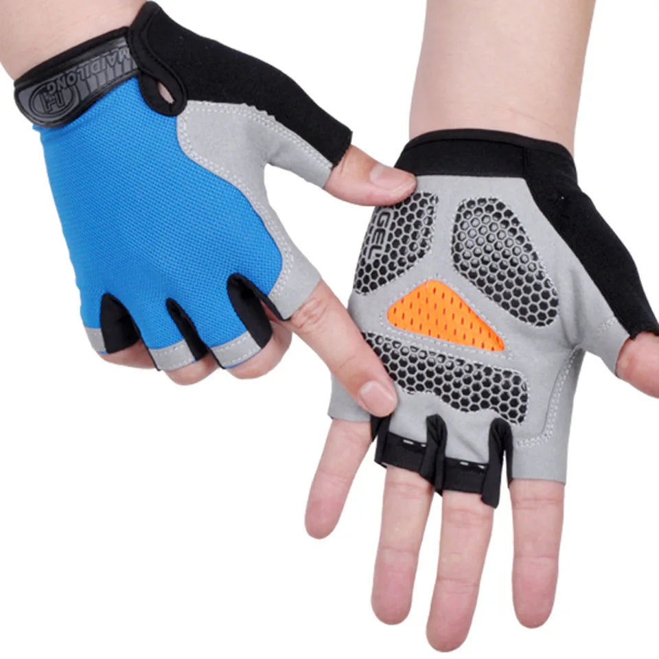 ShockGuard Fingerless Bike Gloves – Anti-Sweat & Non-Slip for Sports & Cycling