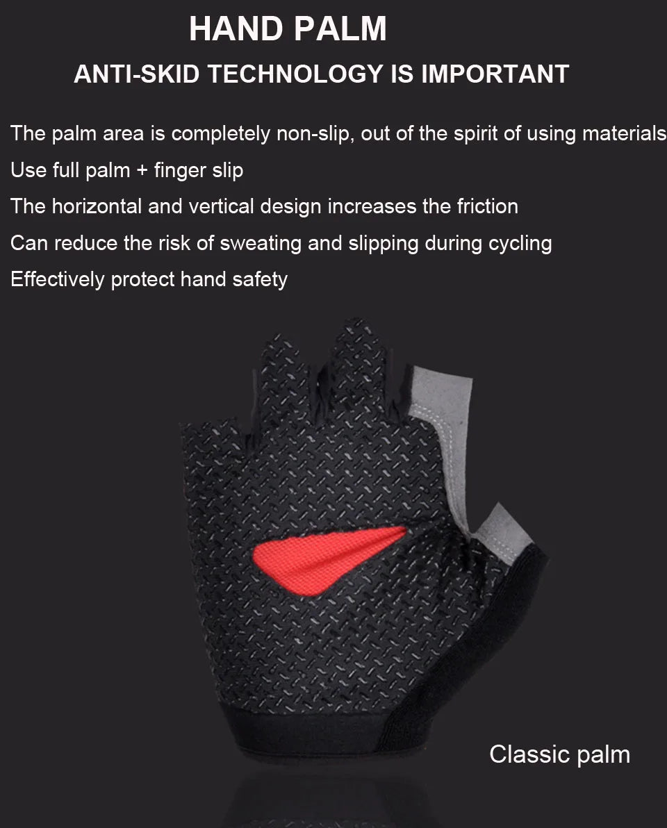 ShockGuard Fingerless Bike Gloves – Anti-Sweat & Non-Slip for Sports & Cycling