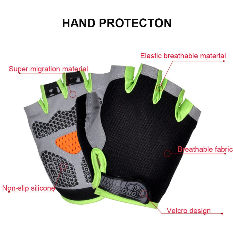 ShockGuard Fingerless Bike Gloves – Anti-Sweat & Non-Slip for Sports & Cycling