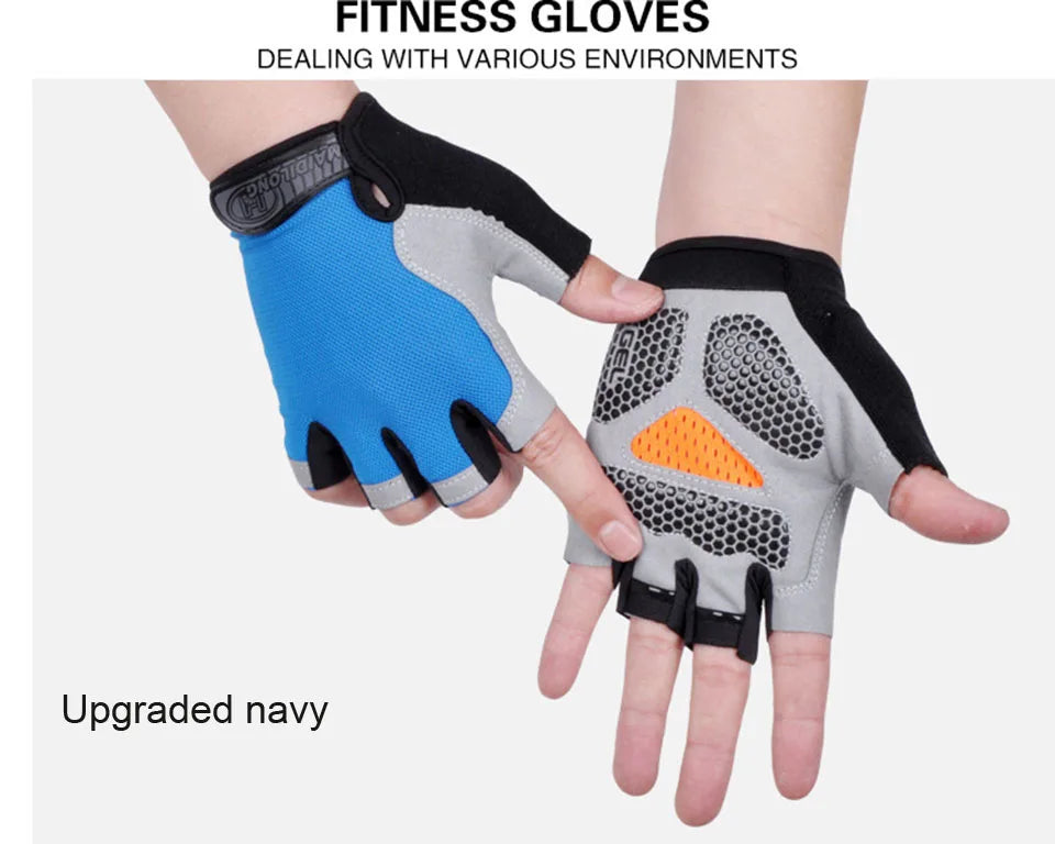 ShockGuard Fingerless Bike Gloves – Anti-Sweat & Non-Slip for Sports & Cycling