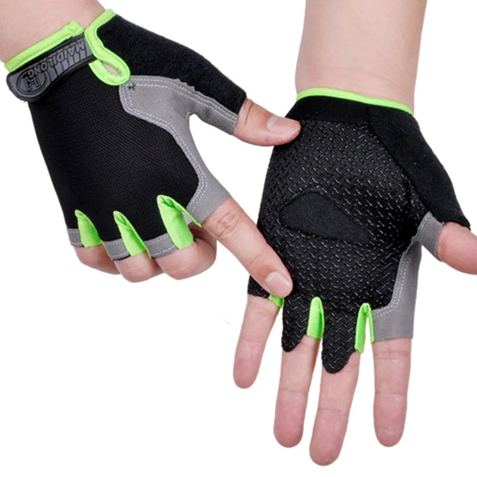 ShockGuard Fingerless Bike Gloves – Anti-Sweat & Non-Slip for Sports & Cycling