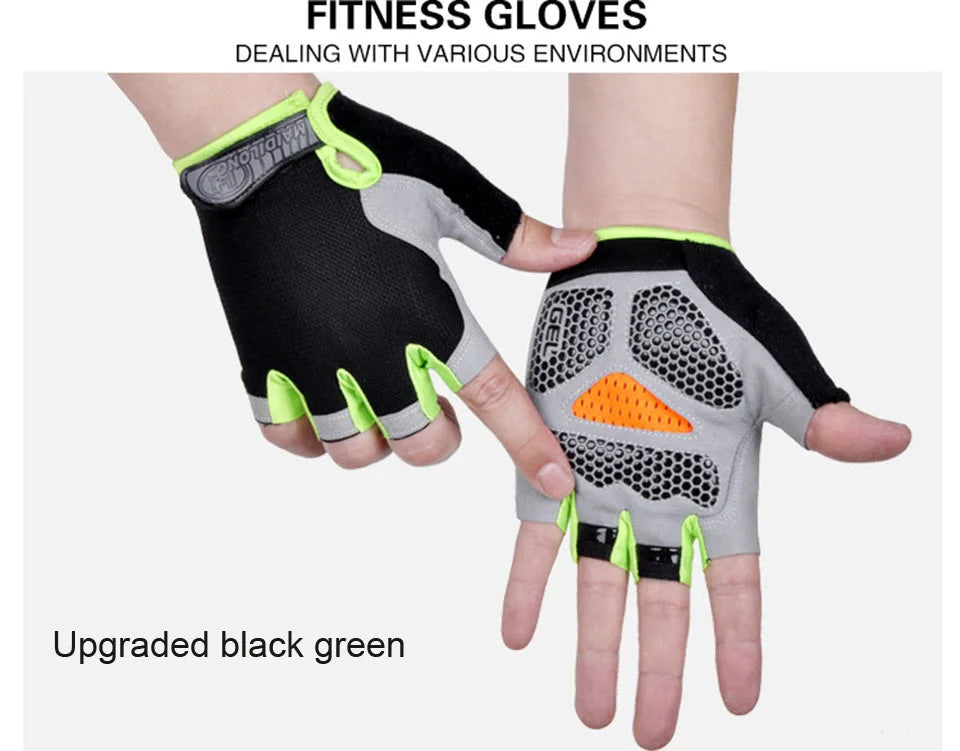 ShockGuard Fingerless Bike Gloves – Anti-Sweat & Non-Slip for Sports & Cycling