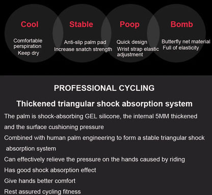 ShockGuard Fingerless Bike Gloves – Anti-Sweat & Non-Slip for Sports & Cycling
