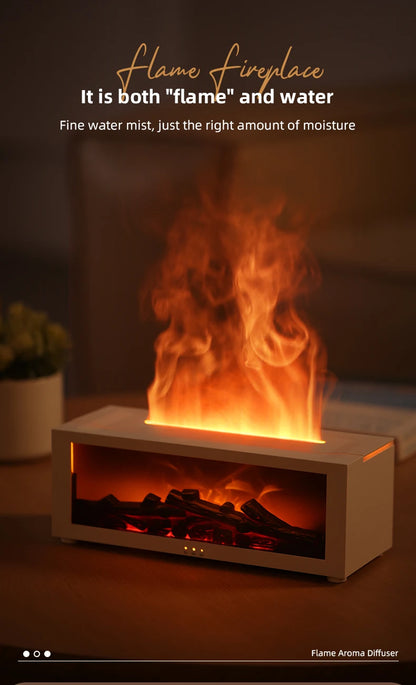 Fireplace Style Aroma Diffuser – Quiet Mist & LED Flame Effect