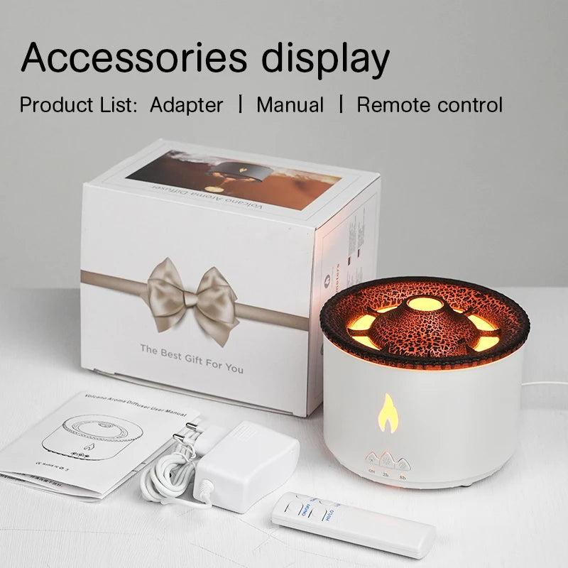 Volcano Flame Essential Oil Diffuser – 360ml Ultrasonic Aromatherapy Humidifier