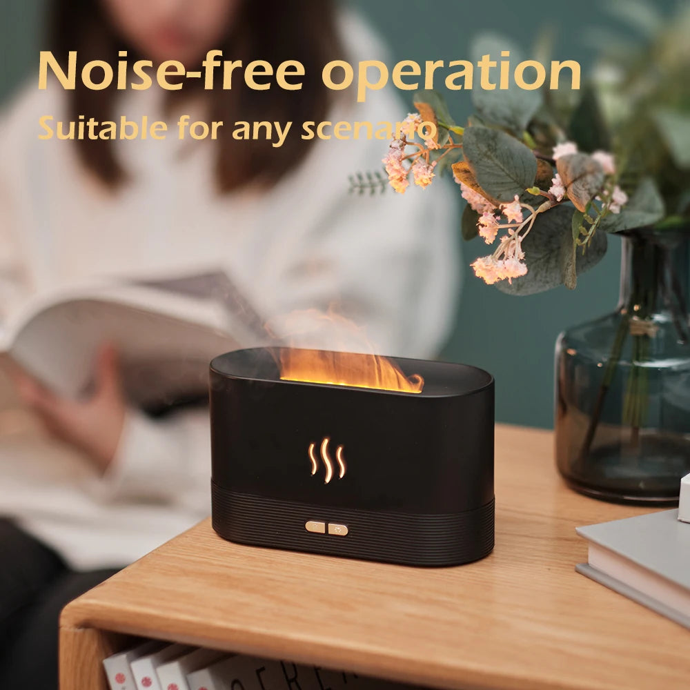 Flame Effect Essential Oil Diffuser – Ultrasonic Cool Mist Humidifier with LED Lights