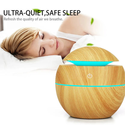 Electric Essential Oil Diffuser – Wooden Ultrasonic Air Humidifier for Home