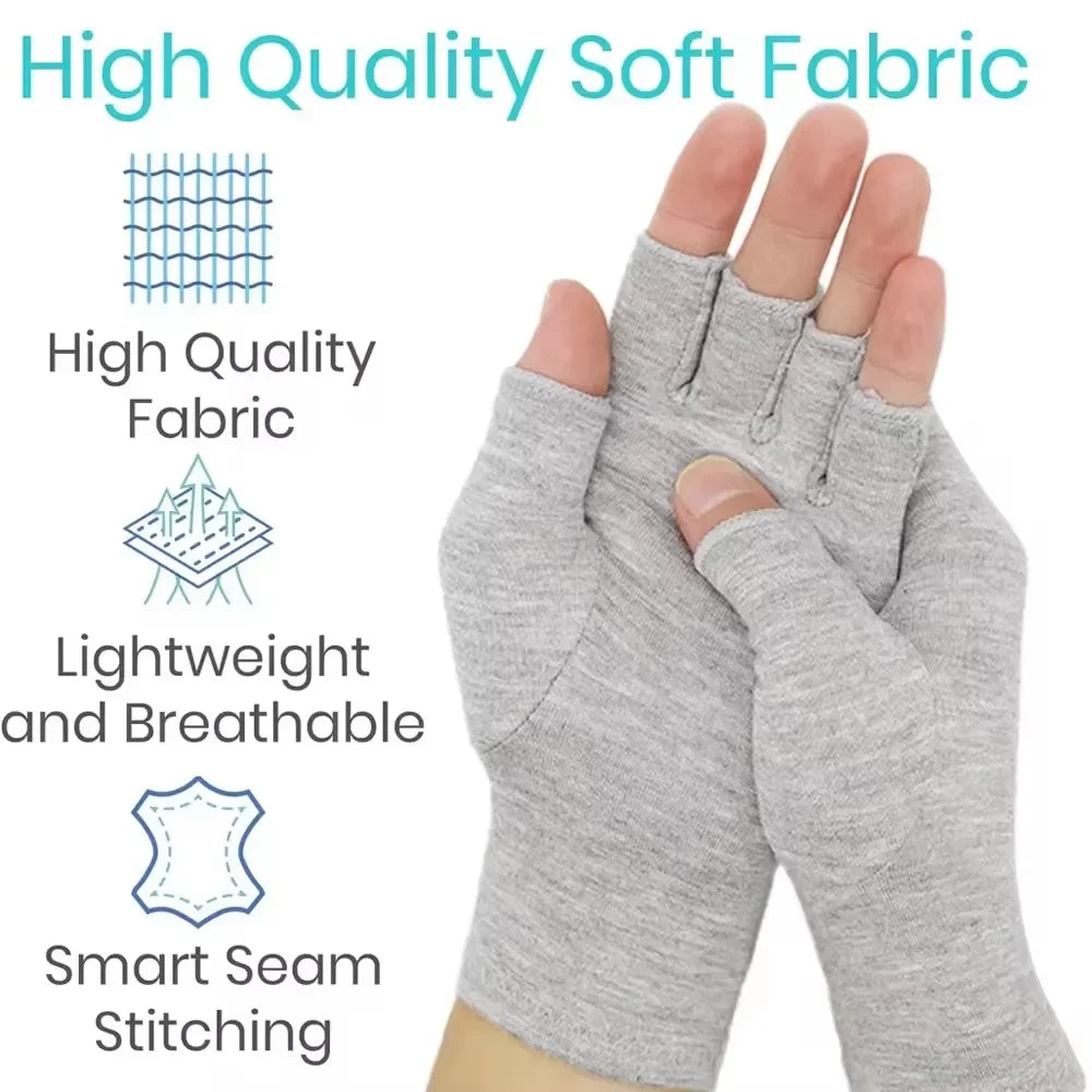 Premium Bamboo Arthritis Gloves 1Pair Compressive Fingerless Design Breathable Fabric for Women Men Pain Relief