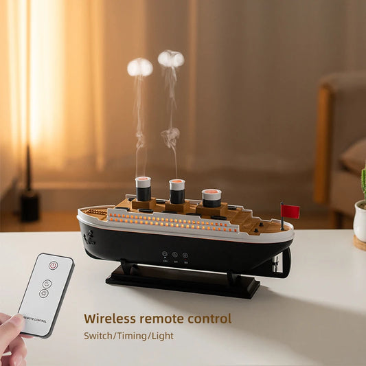 Titanic Ship Aroma Diffuser – 250ml Ultrasonic Essential Oil Humidifier with Smoke Ring Effect