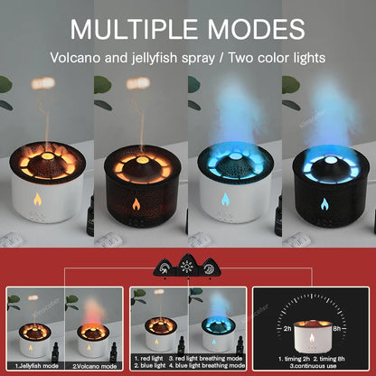 Volcano Flame Essential Oil Diffuser – 360ml Ultrasonic Aromatherapy Humidifier