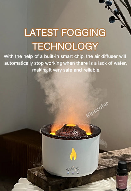 Volcano Flame Essential Oil Diffuser – 360ml Ultrasonic Aromatherapy Humidifier