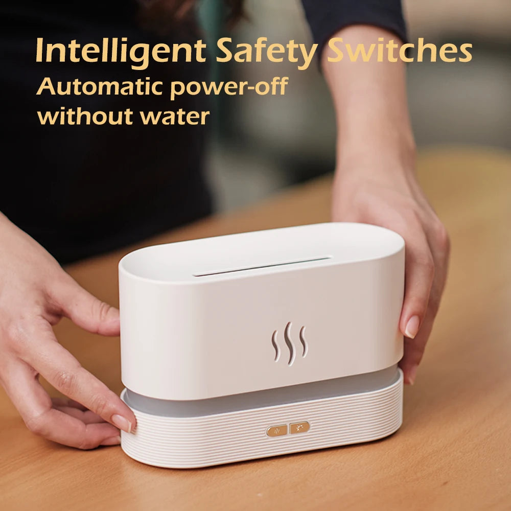 Flame Effect Essential Oil Diffuser – Ultrasonic Cool Mist Humidifier with LED Lights