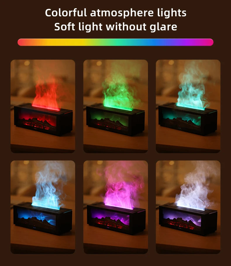 Fireplace Style Aroma Diffuser – Quiet Mist & LED Flame Effect