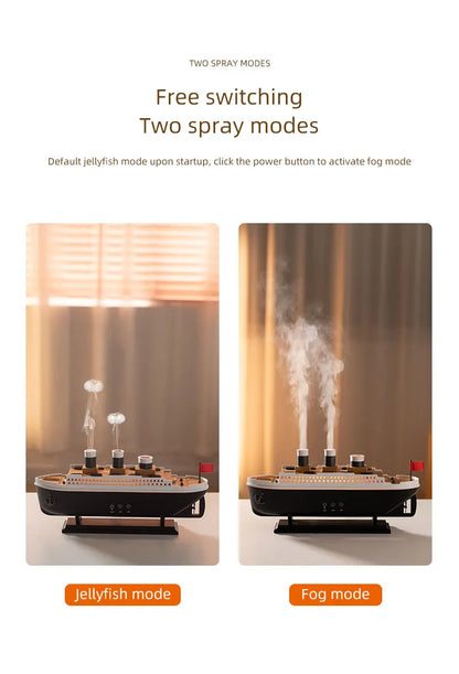 Titanic Ship Aroma Diffuser – 250ml Ultrasonic Essential Oil Humidifier with Smoke Ring Effect