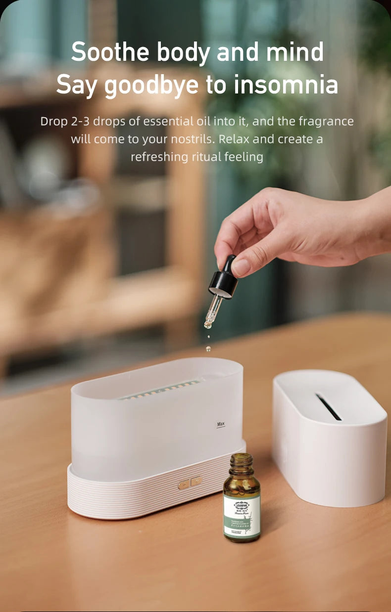 Flame Effect Essential Oil Diffuser – Ultrasonic Cool Mist Humidifier with LED Lights