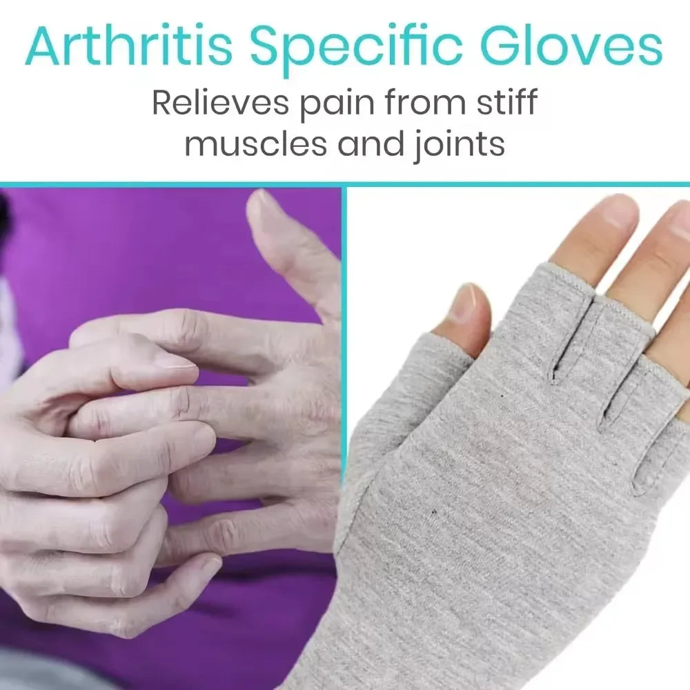 Premium Bamboo Arthritis Gloves 1Pair Compressive Fingerless Design Breathable Fabric for Women Men Pain Relief