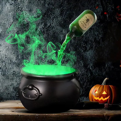 LED Halloween Witch Cauldron with Fog Mist – Skeleton Decoration for Hocus Pocus Party