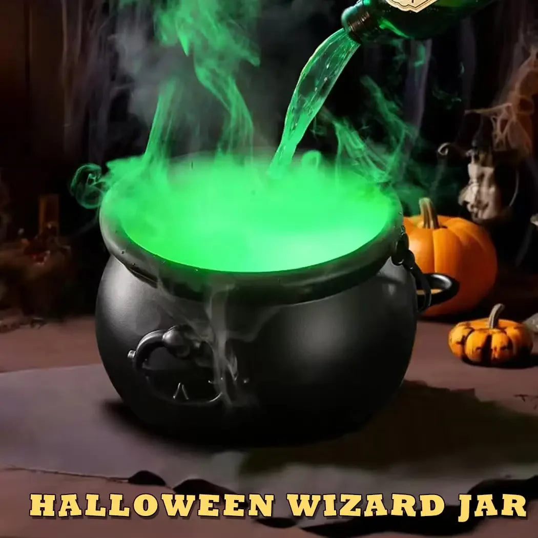 LED Halloween Witch Cauldron with Fog Mist – Skeleton Decoration for Hocus Pocus Party