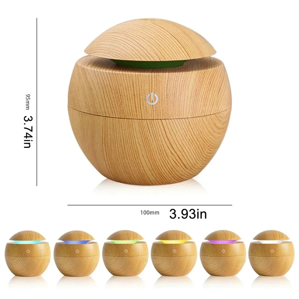 Electric Essential Oil Diffuser – Wooden Ultrasonic Air Humidifier for Home