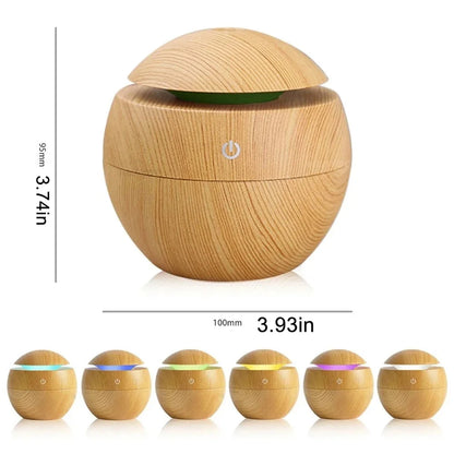 Electric Essential Oil Diffuser – Wooden Ultrasonic Air Humidifier for Home