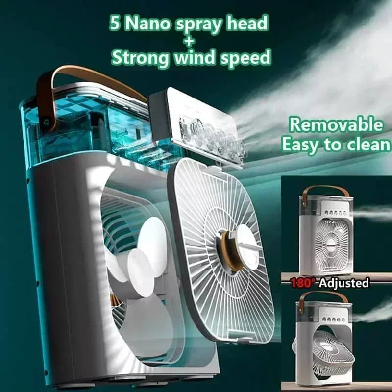 BreezeLite Portable AC – Mini Air Cooler with Humidifier and LED Night Lamp